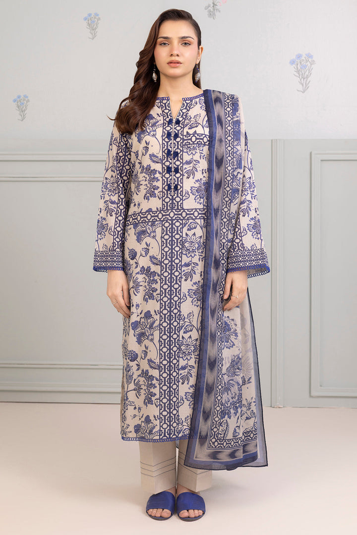 Lawn Off White Stitched Suit - Zellbury