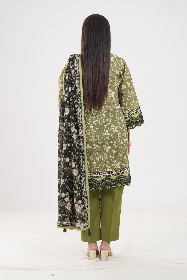 Lawn Mehndi Stitched Suit - Zellbury