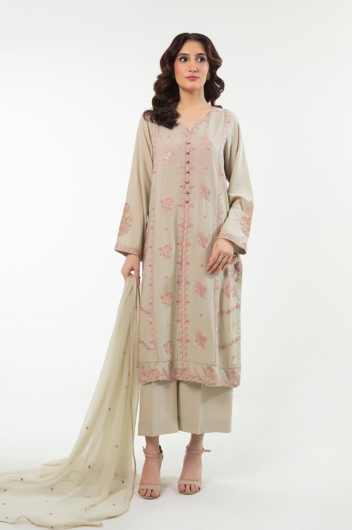 Dull Raw Silk Green Stitched Suit - Zeen