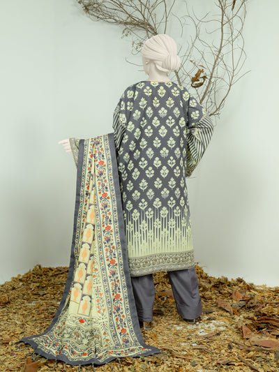 Swiss Khaddar Gray Stitched Suit - J. Junaid Jamshed