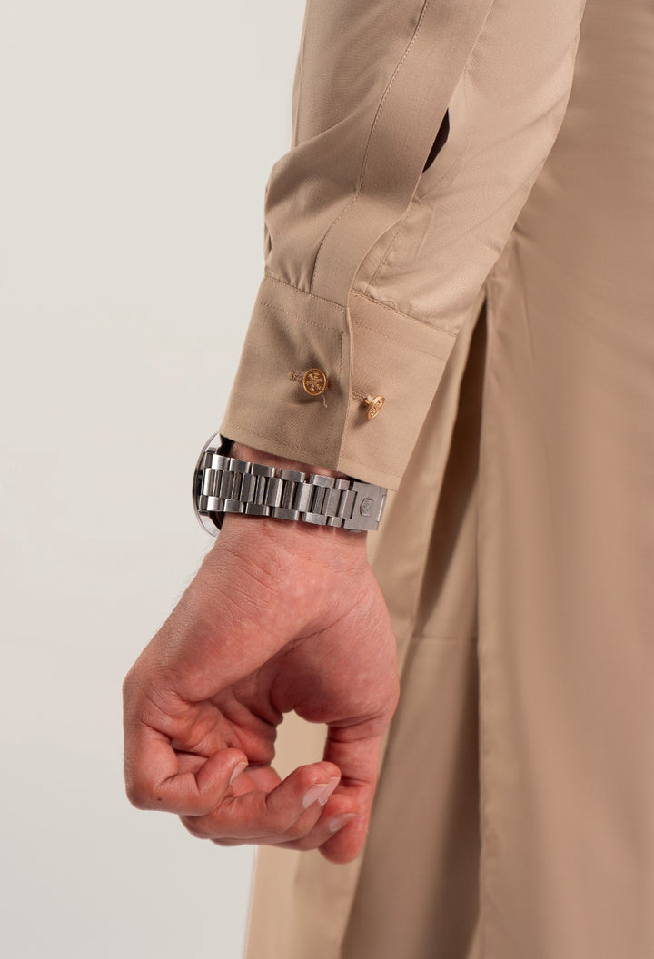 Blended Beige Kurta Trouser - Shaffer