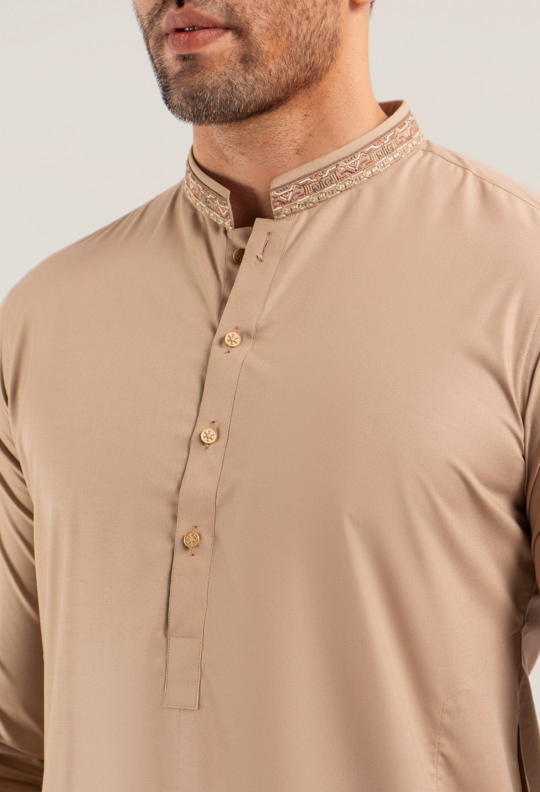 Blended Beige Kurta Trouser - Shaffer