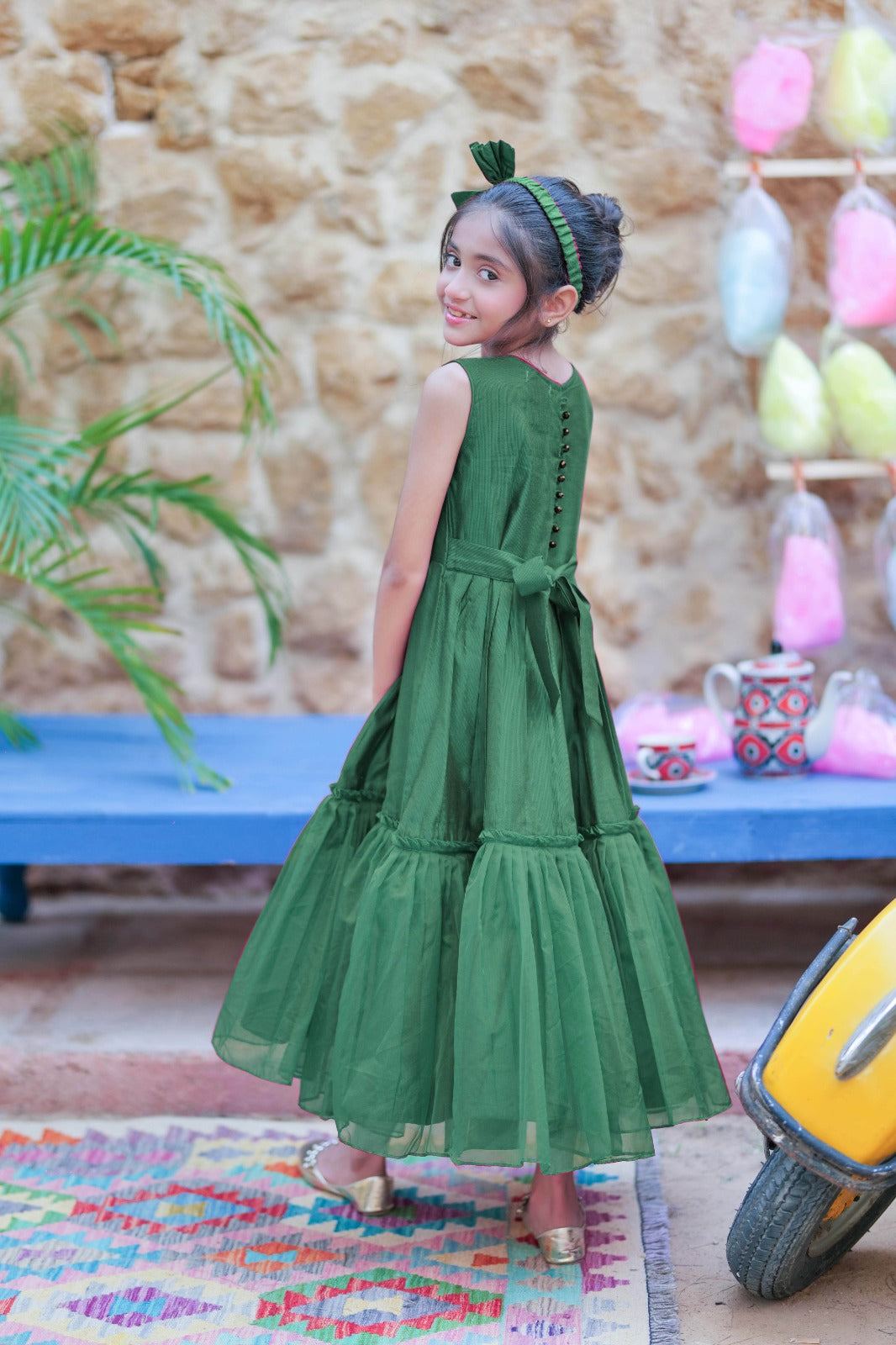 Viscose Chambray Katan Bottle Green Stitched Suit - Senorita