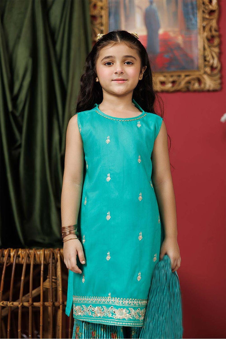 Viscose Raw Silk Turqouise Stitched Suit - Senorita