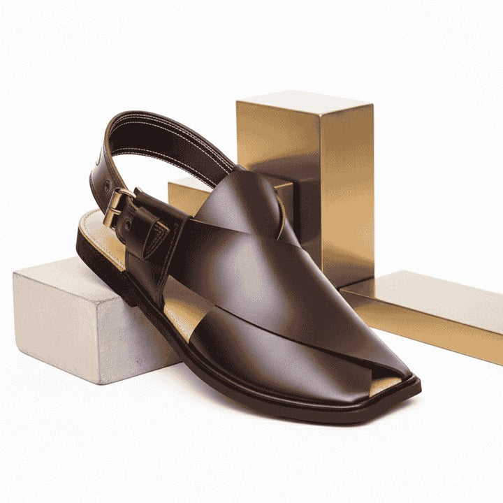 Dark Brown Peshawari Chappal - Jiah