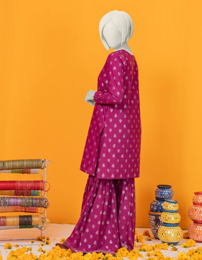 Textured Purple 2 Piece Stitched Suit - J. Junaid Jamshed