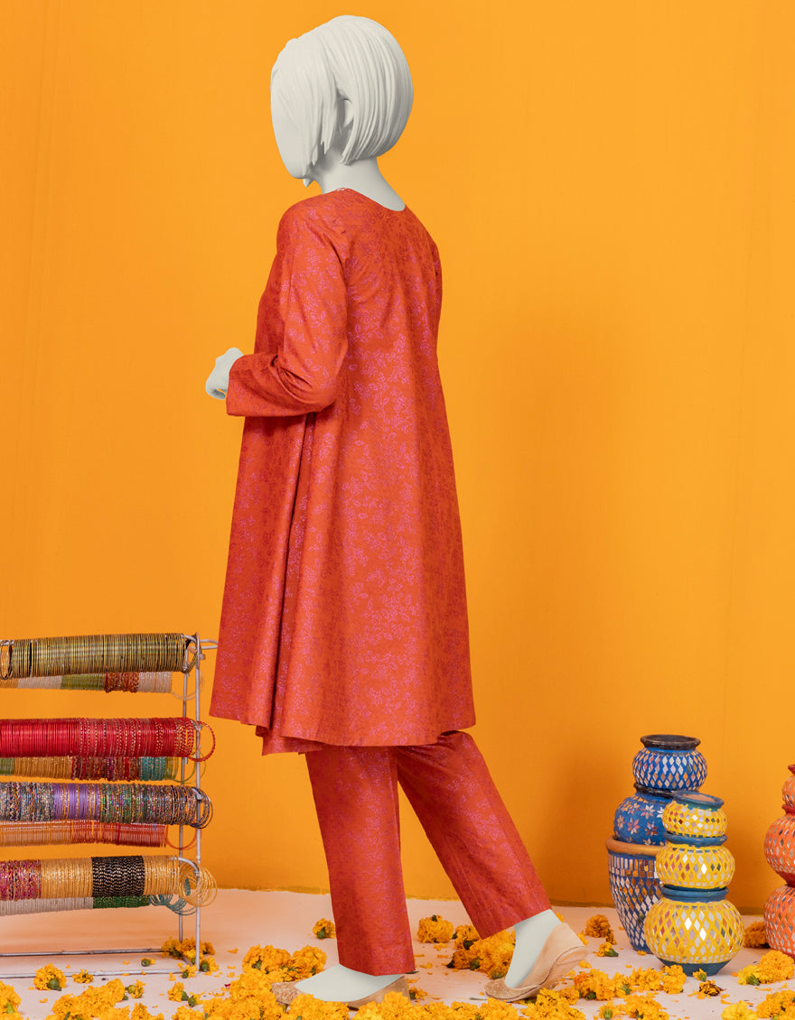 Lawn Orange 2 Piece Stitched Suit - J. Junaid Jamshed