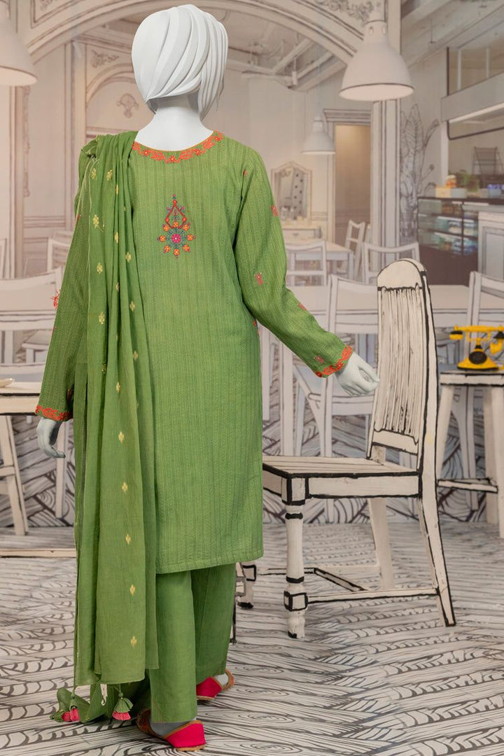 Textured Green Stitched Suit - J. Junaid Jamshed