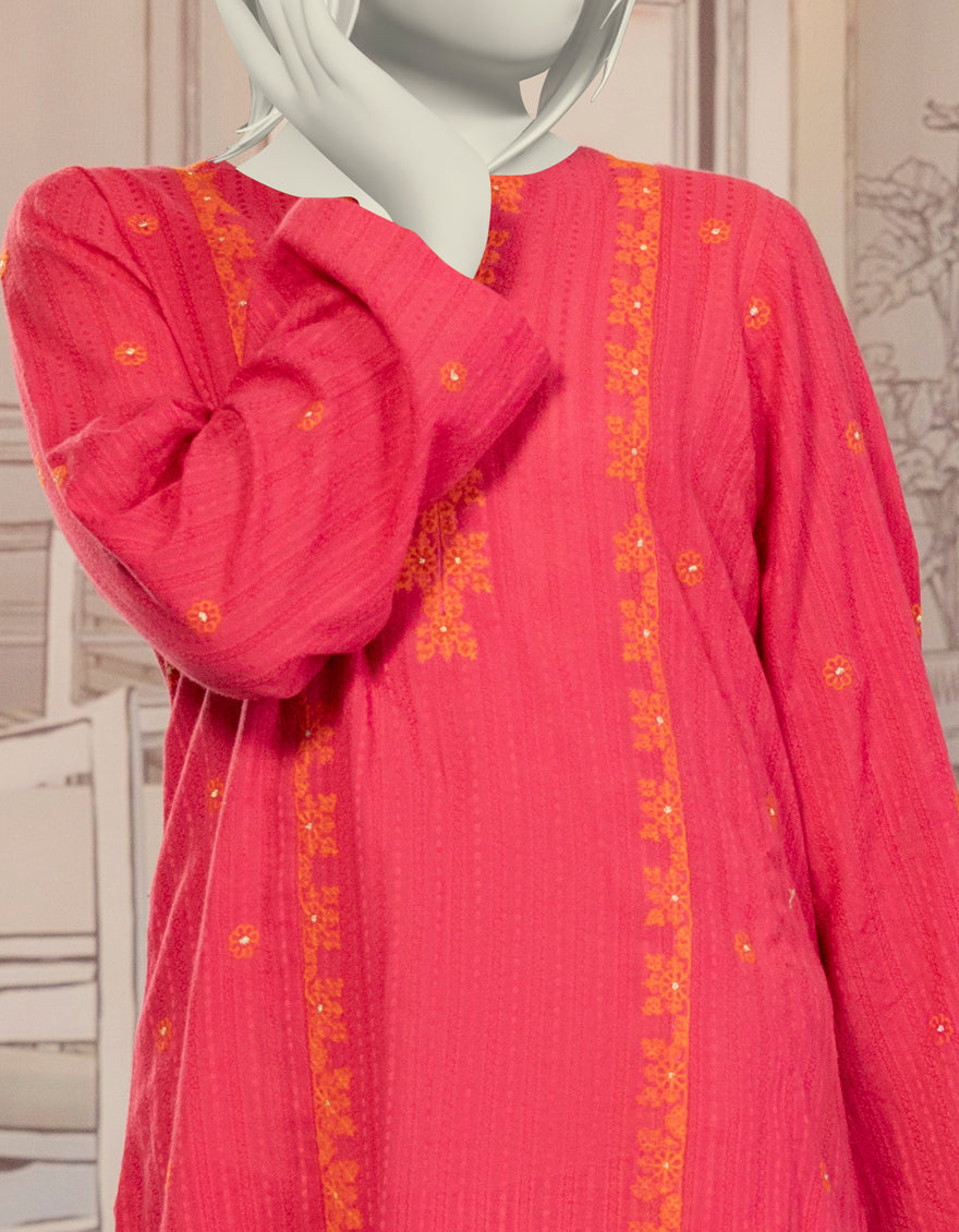 Textured Pink Stitched Suit - J. Junaid Jamshed