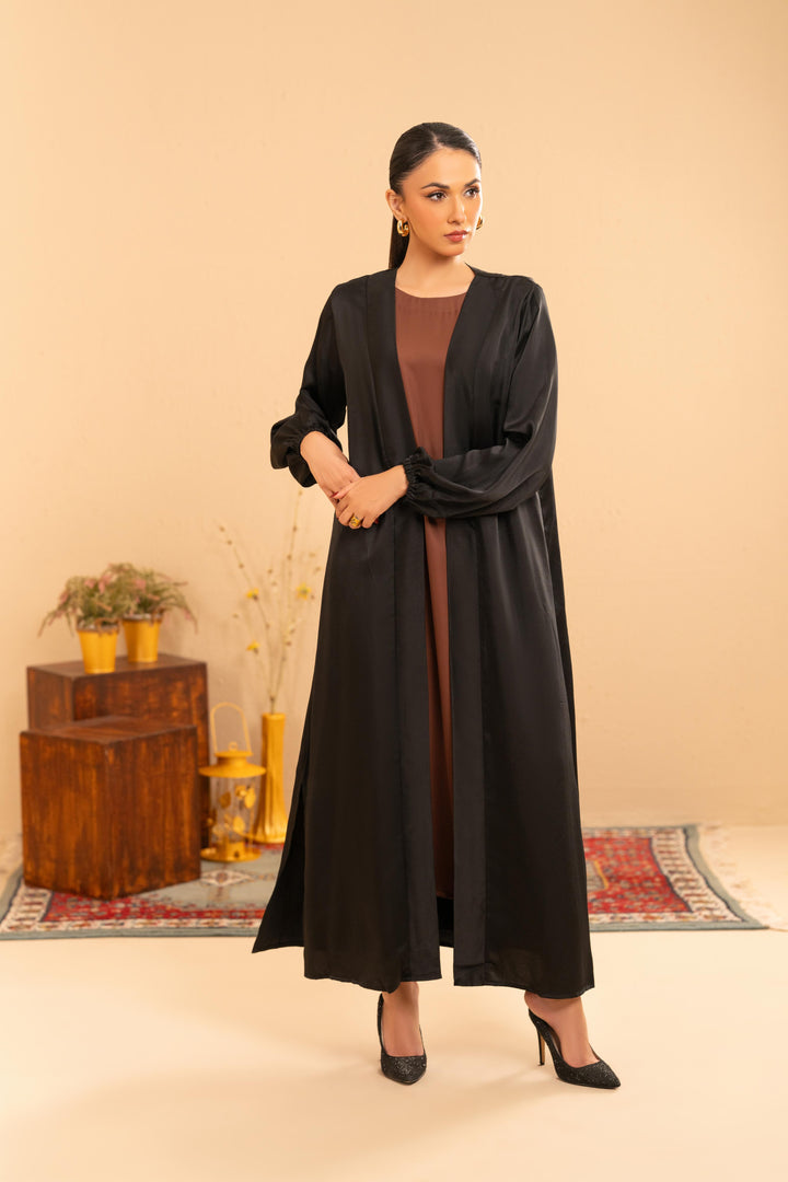 Althea Black Satin Abaya