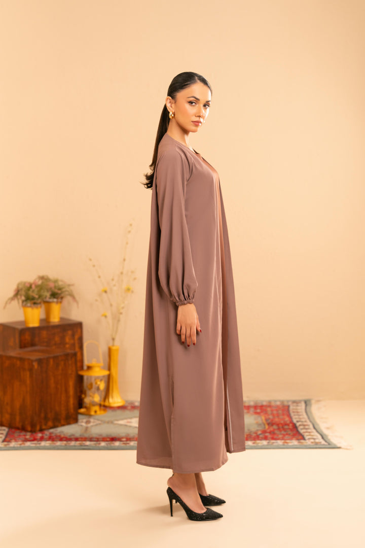 Althea Mauve Satin Abaya