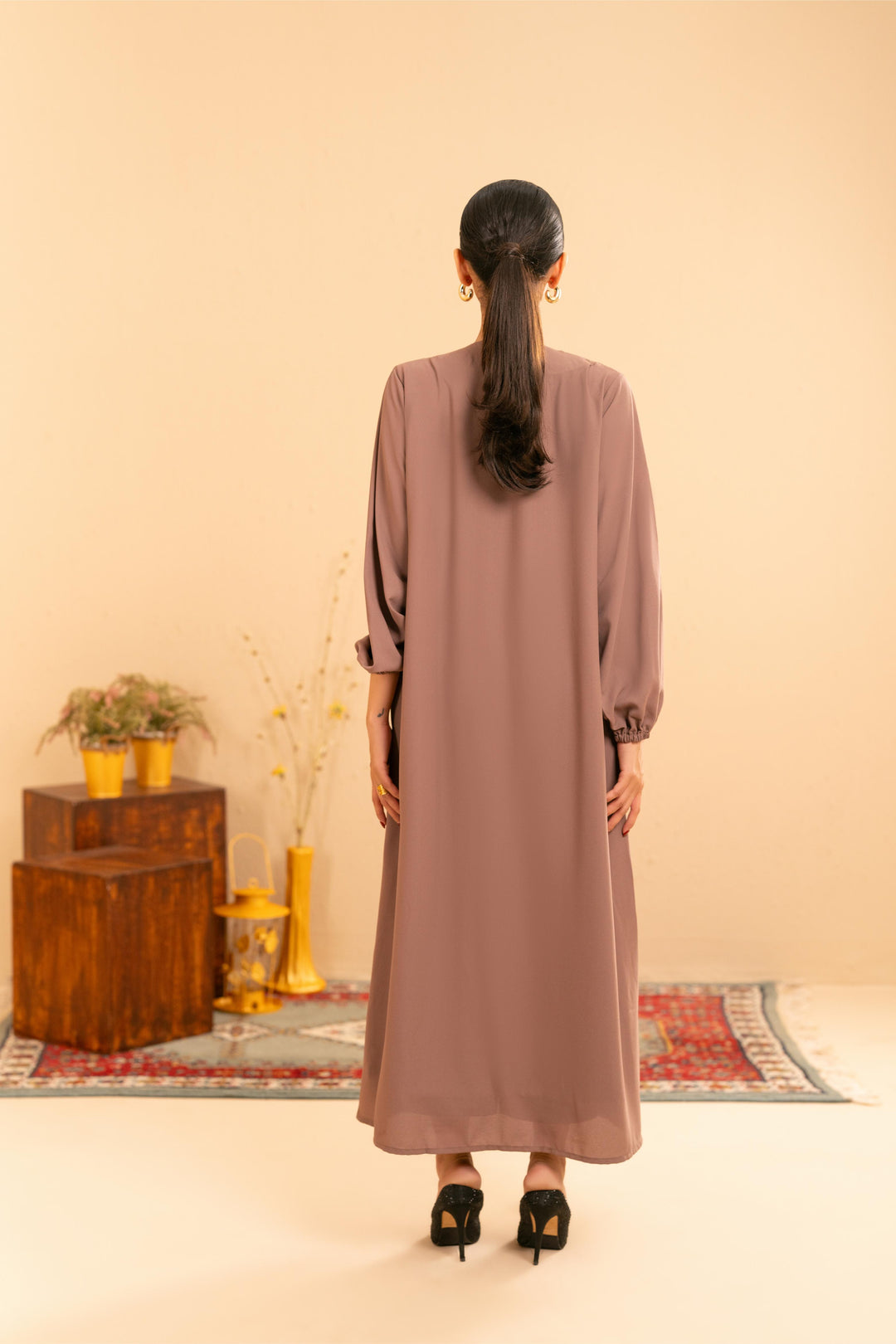 Althea Mauve Satin Abaya