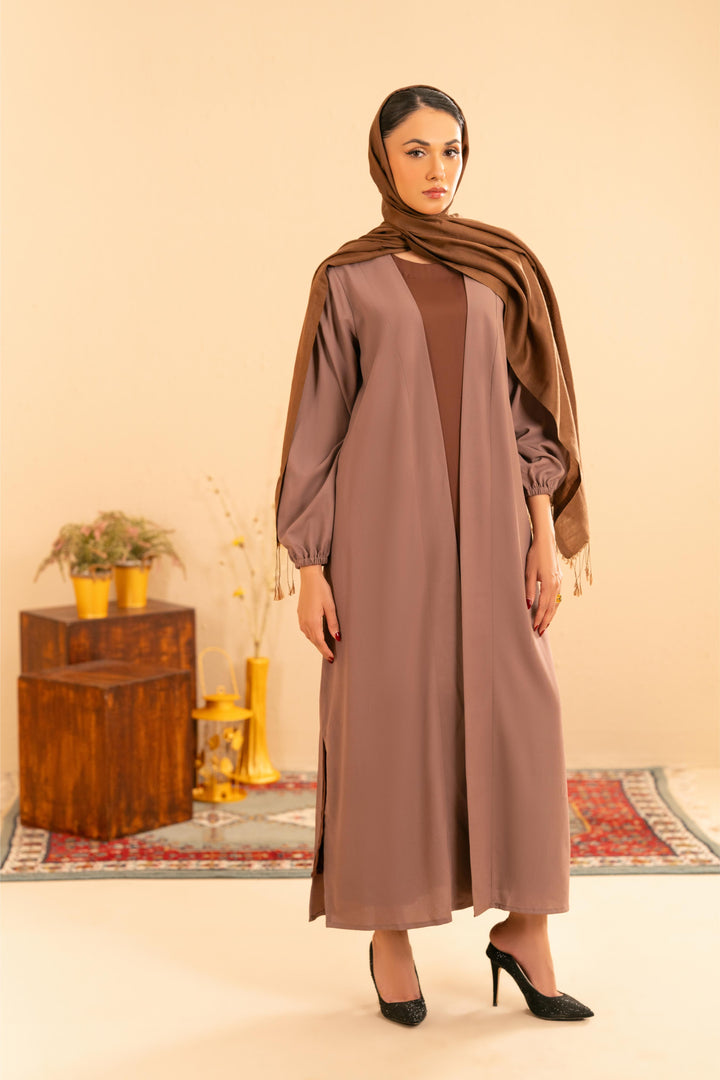 Althea Mauve Satin Abaya
