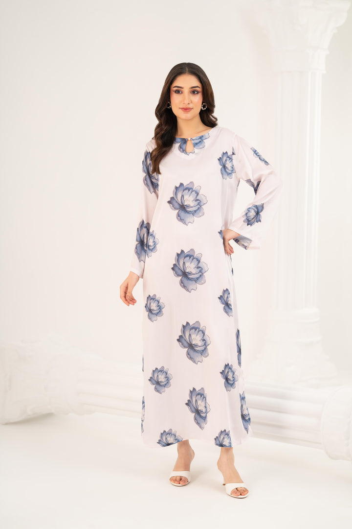 Azure Fleur Satin Dress