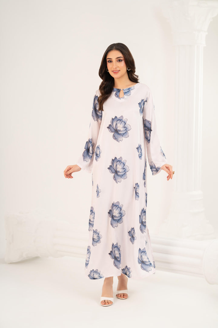 Azure Fleur Satin Dress