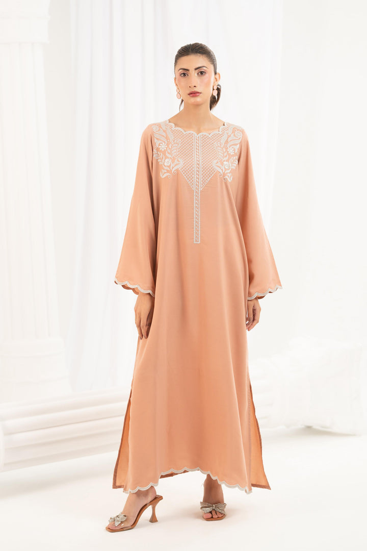 Peach Embroidered Dress