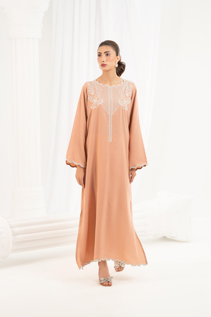 Peach Embroidered Dress