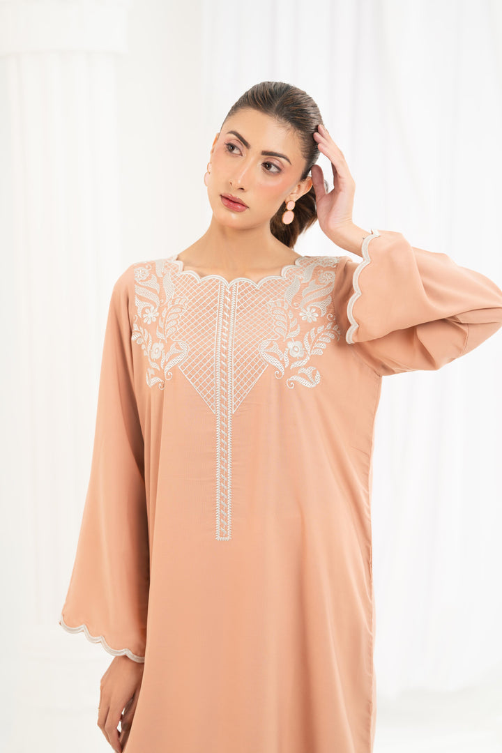 Peach Embroidered Dress
