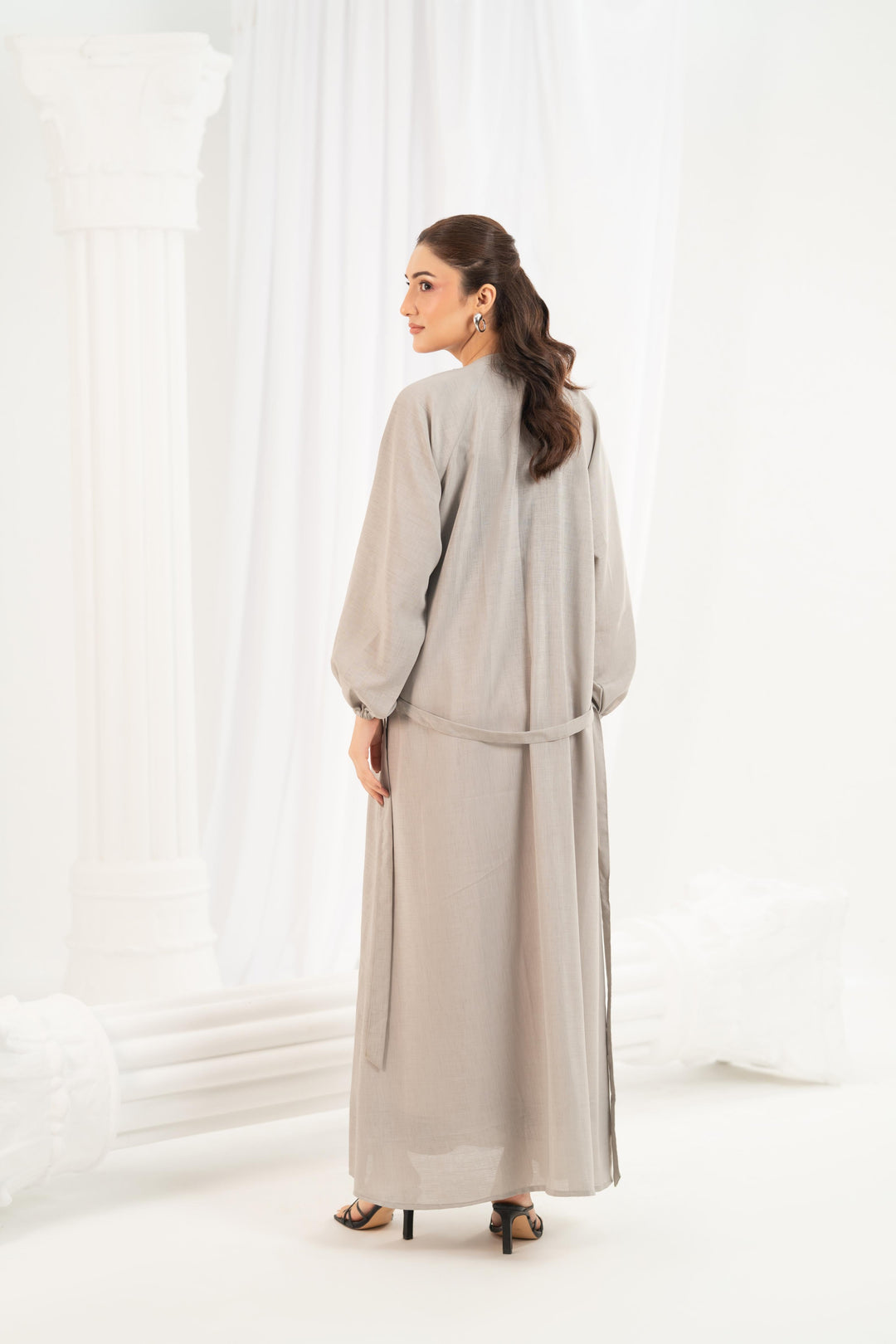 Grey Blue Embroidered Dress