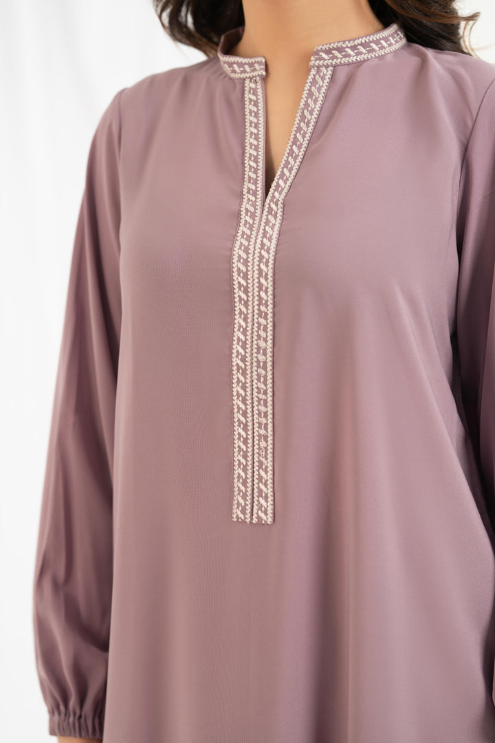 Mauve Floral Embroidered Dress