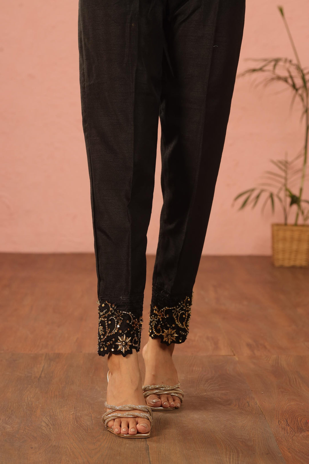 Raw Silk Black Trouser - Stonez
