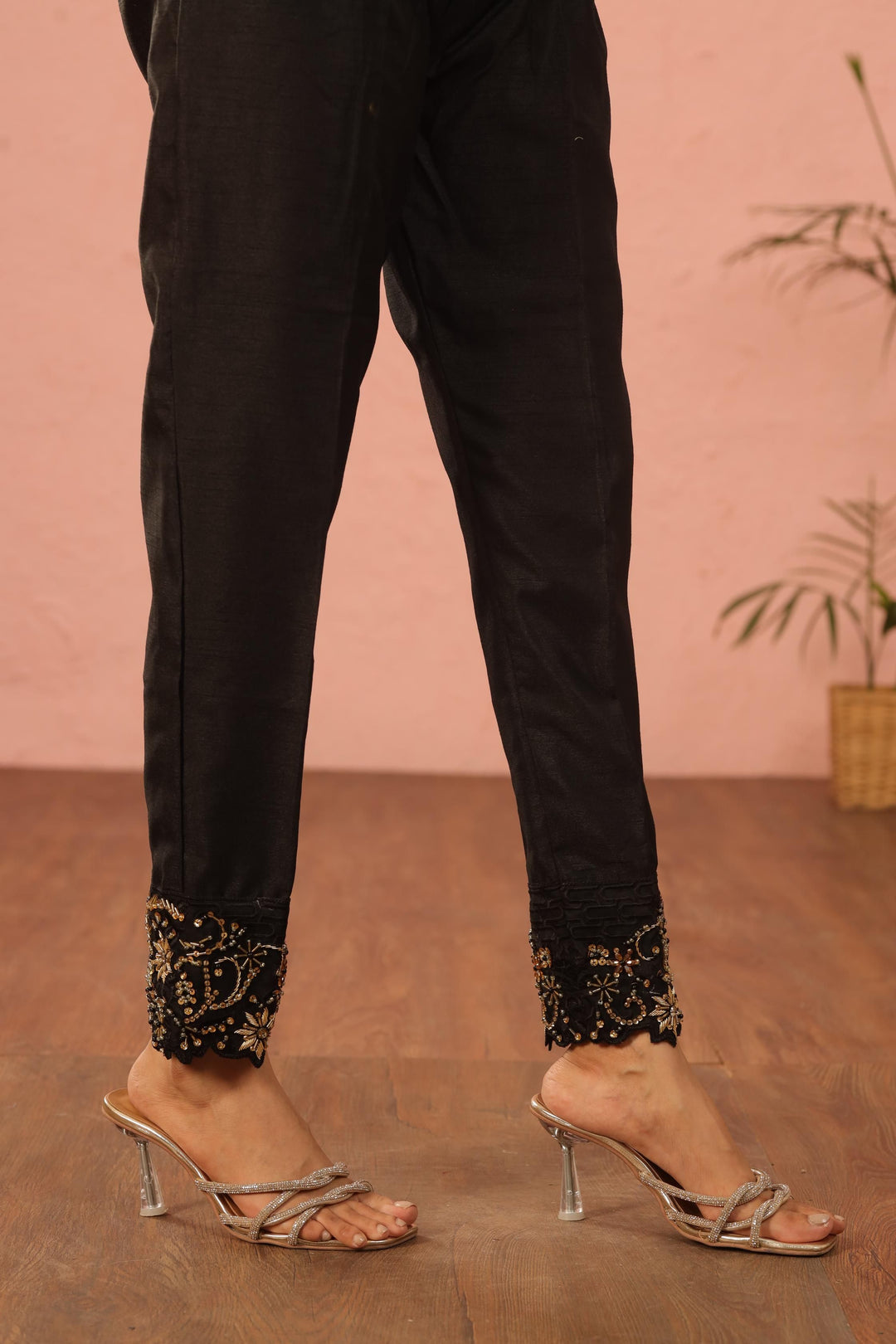 Raw Silk Black Trouser - Stonez