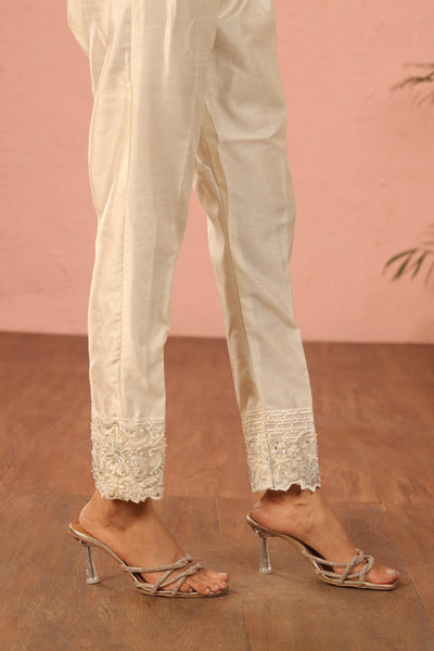 Raw Silk Beige Trouser - Stonez