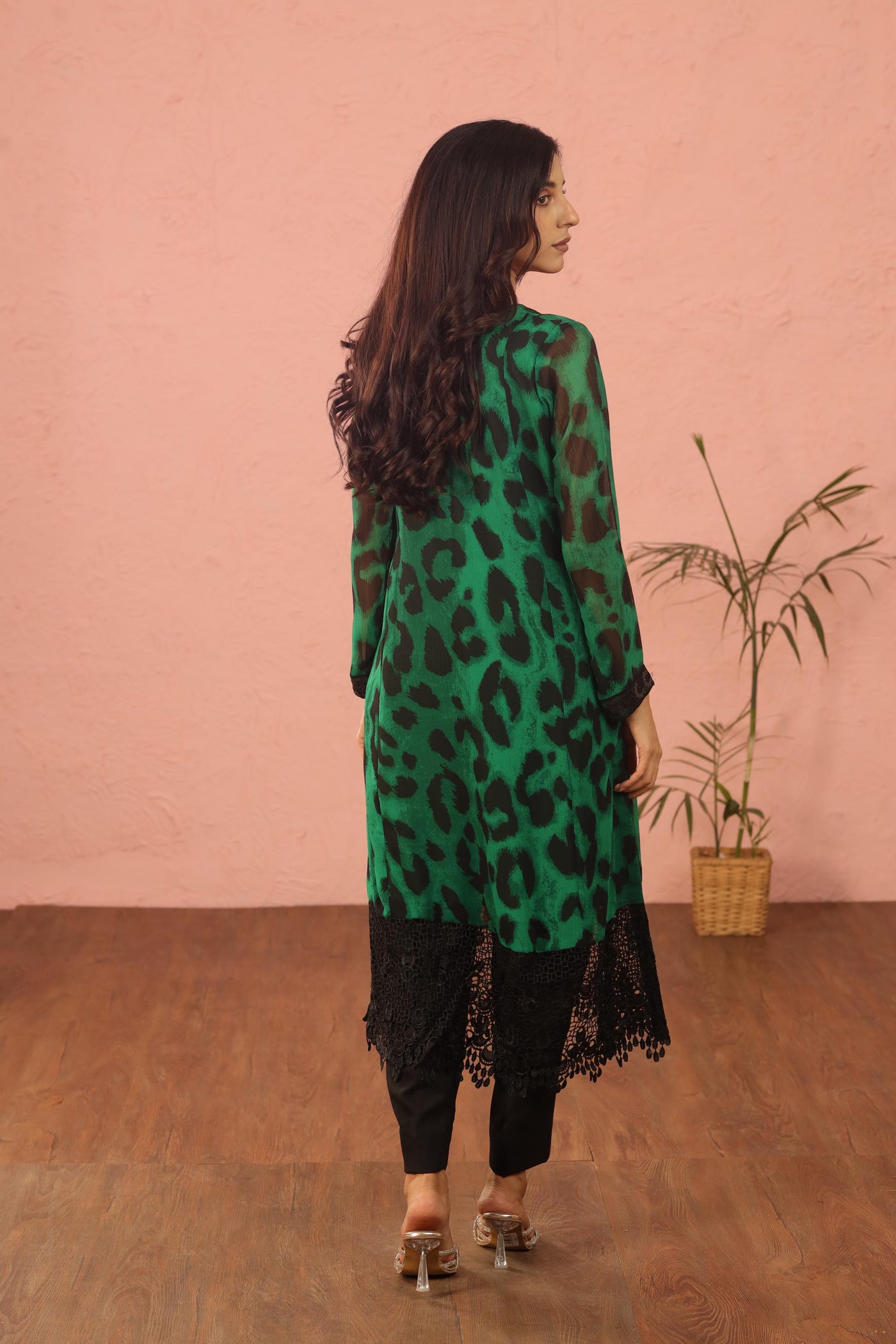 Georgette Green Kurti - Stonez