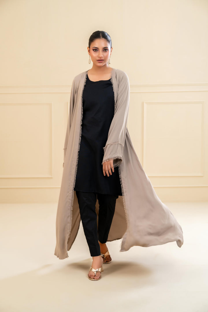 Zayna Textured Open Abaya