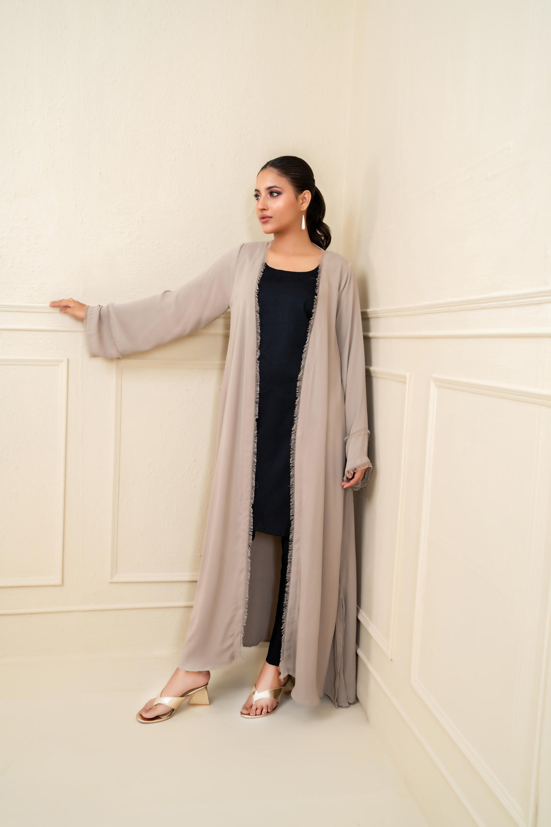 Zayna Textured Open Abaya