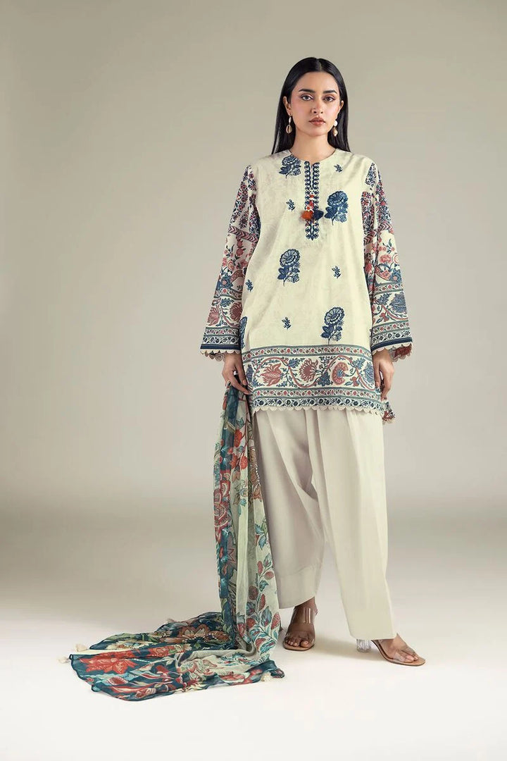Paste Printed Lawn Ivory Stitched Suit - Khaadi