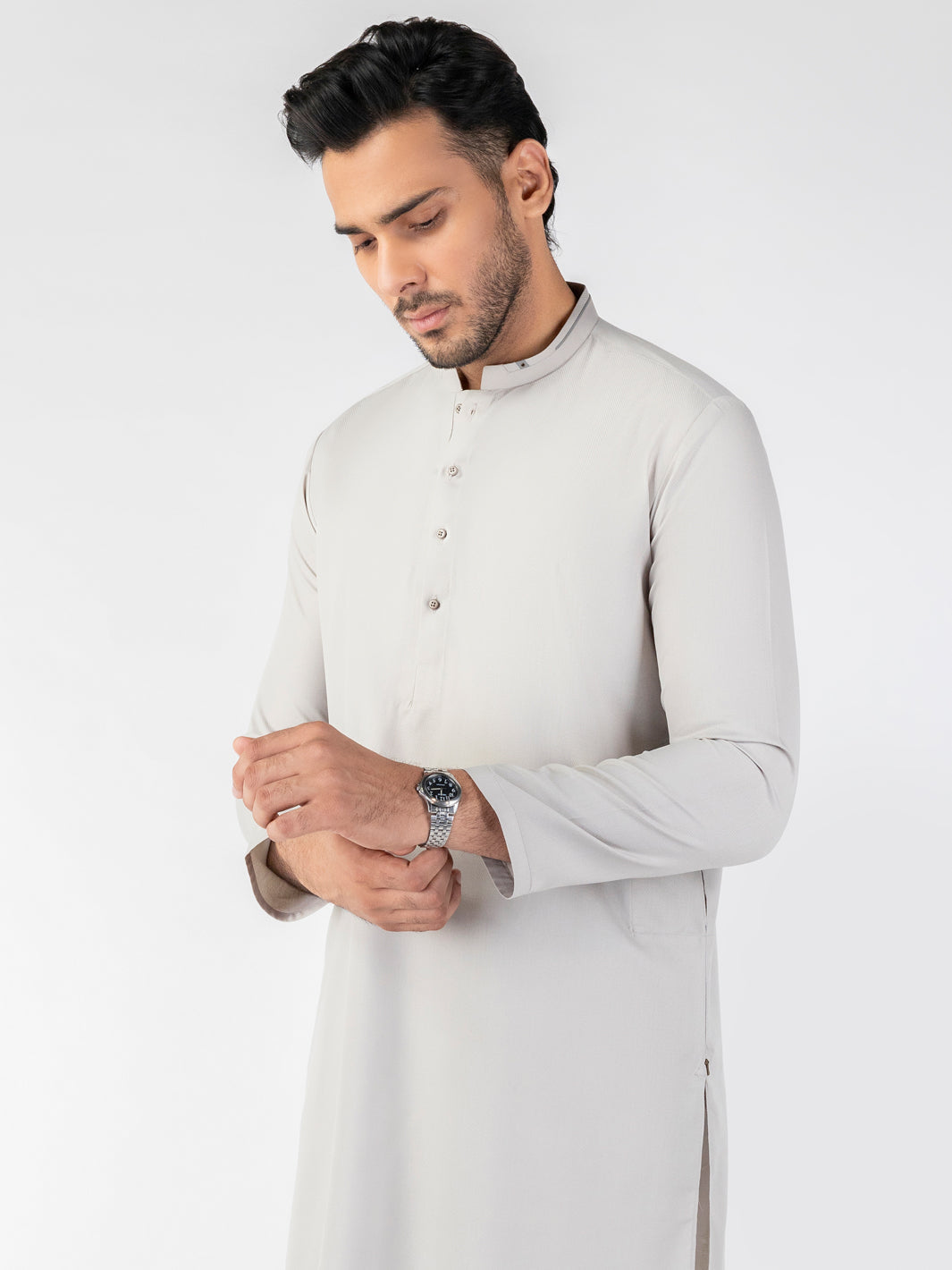 Blended Light Grey Kurta - Almirah