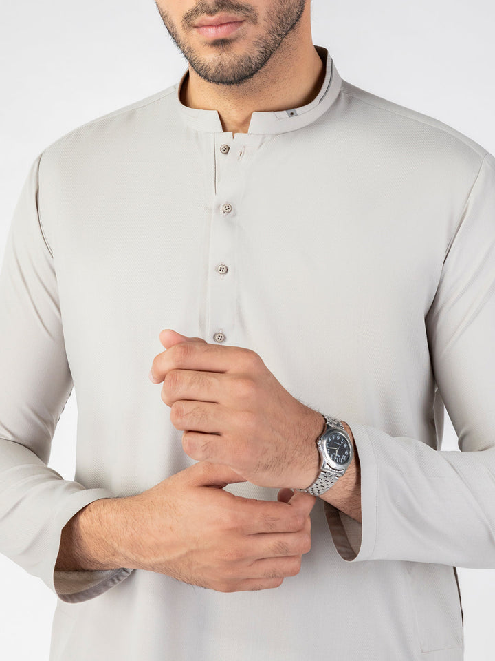 Blended Light Grey Kurta - Almirah