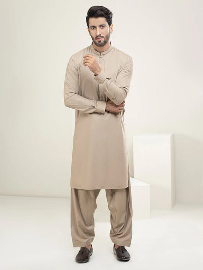 Cotton Beige Kameez Shalwar - Almirah