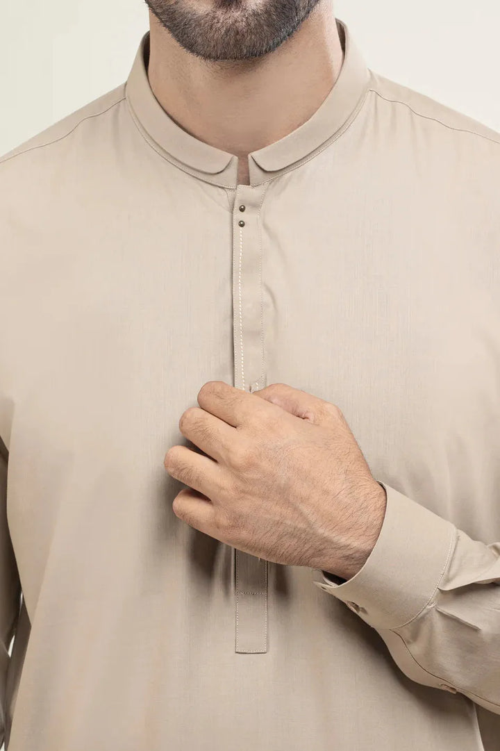 Cotton Beige Kameez Shalwar - Almirah
