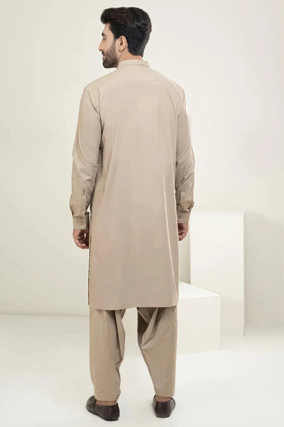 Cotton Beige Kameez Shalwar - Almirah