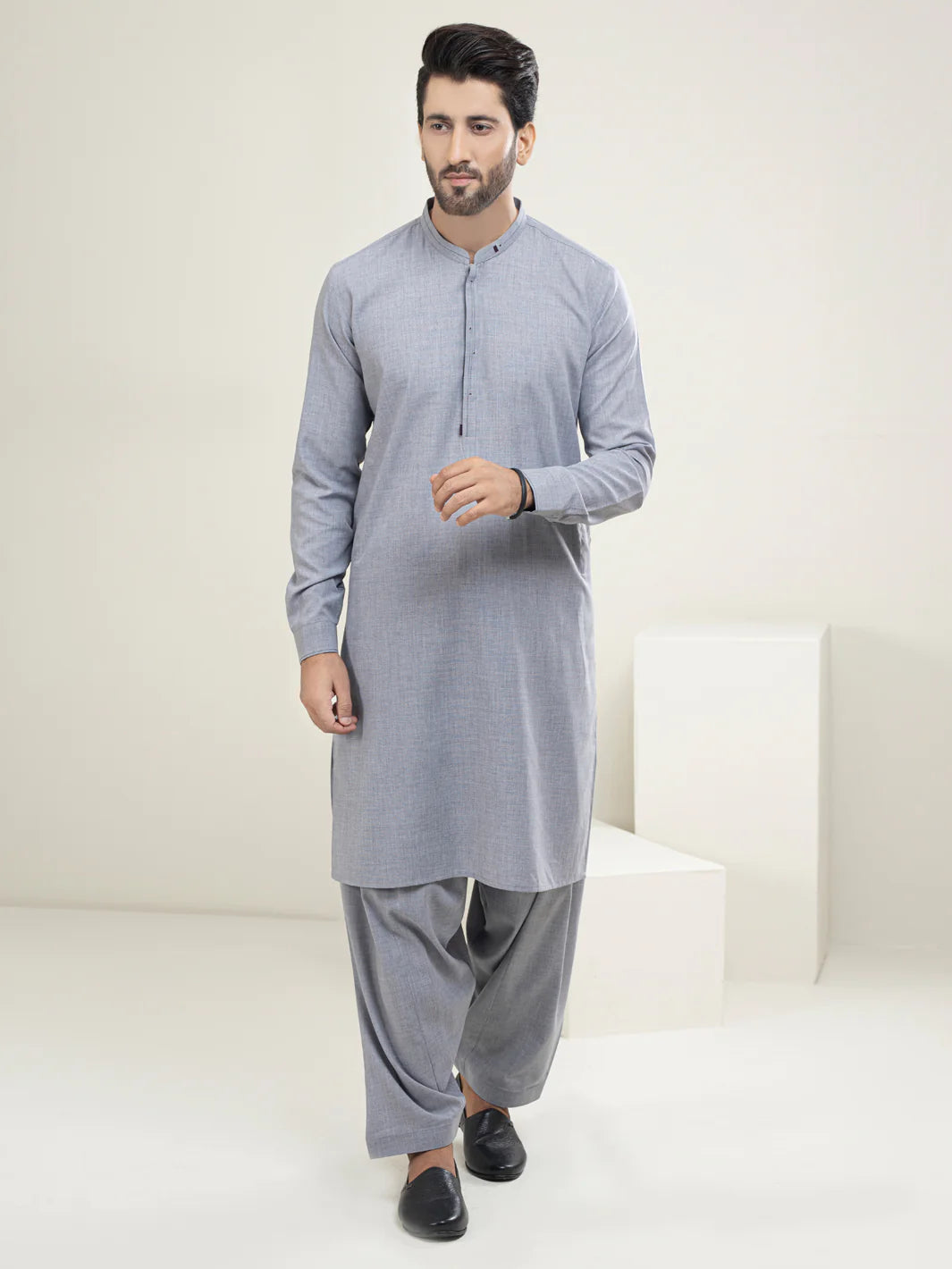 Blended Grey Kameez Shalwar - Almirah