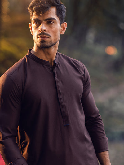 Blended Dark Brown Shalwar Kameez - Almirah