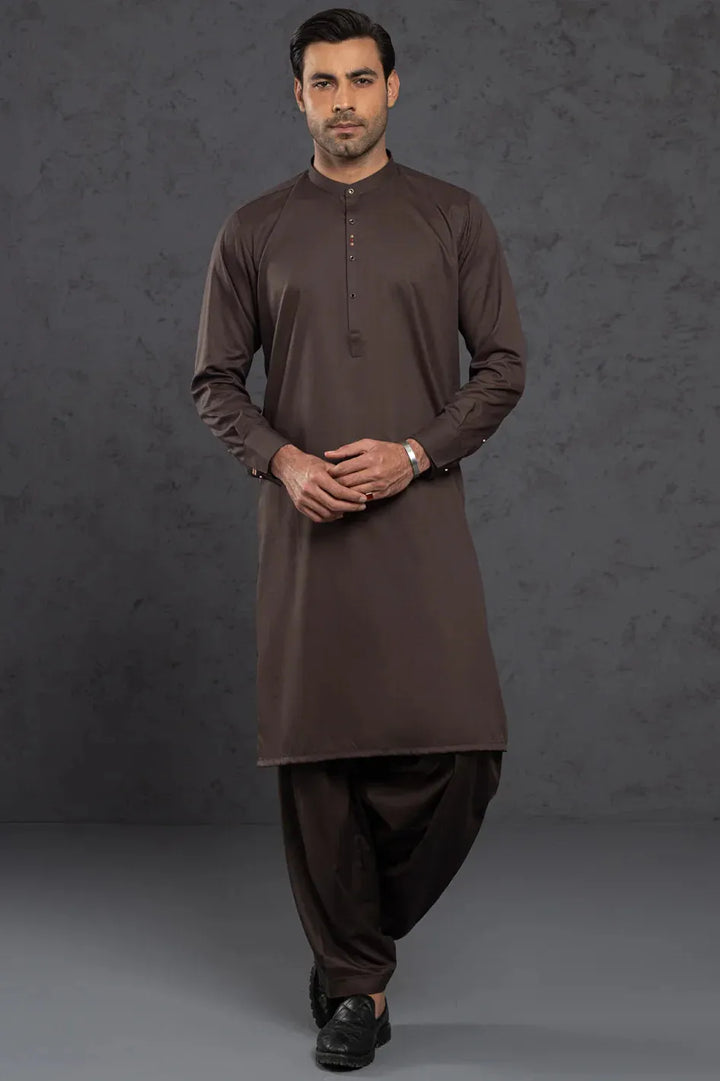 Blended Brown Kurta Trouser - Almirah
