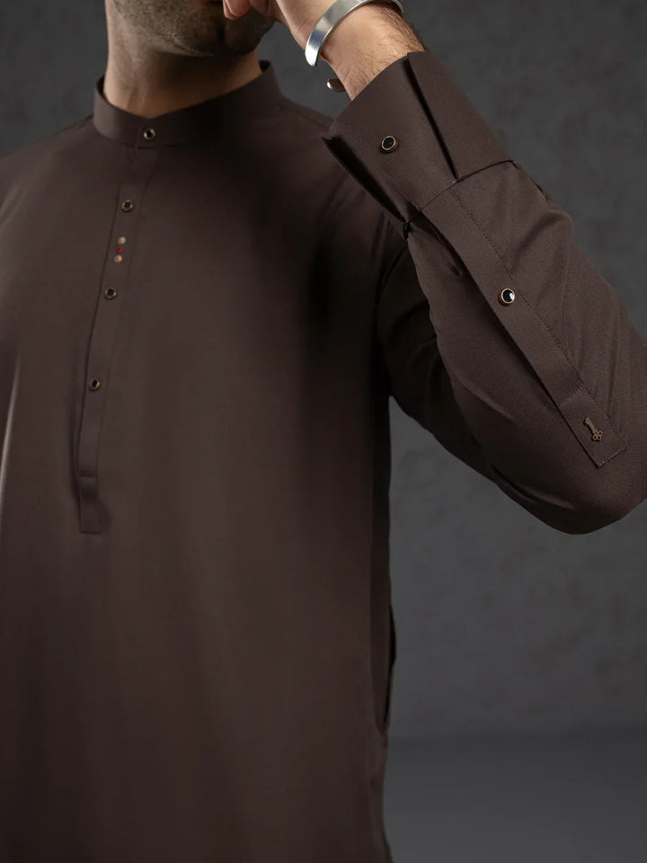 Blended Brown Shalwar Kameez- Almirah