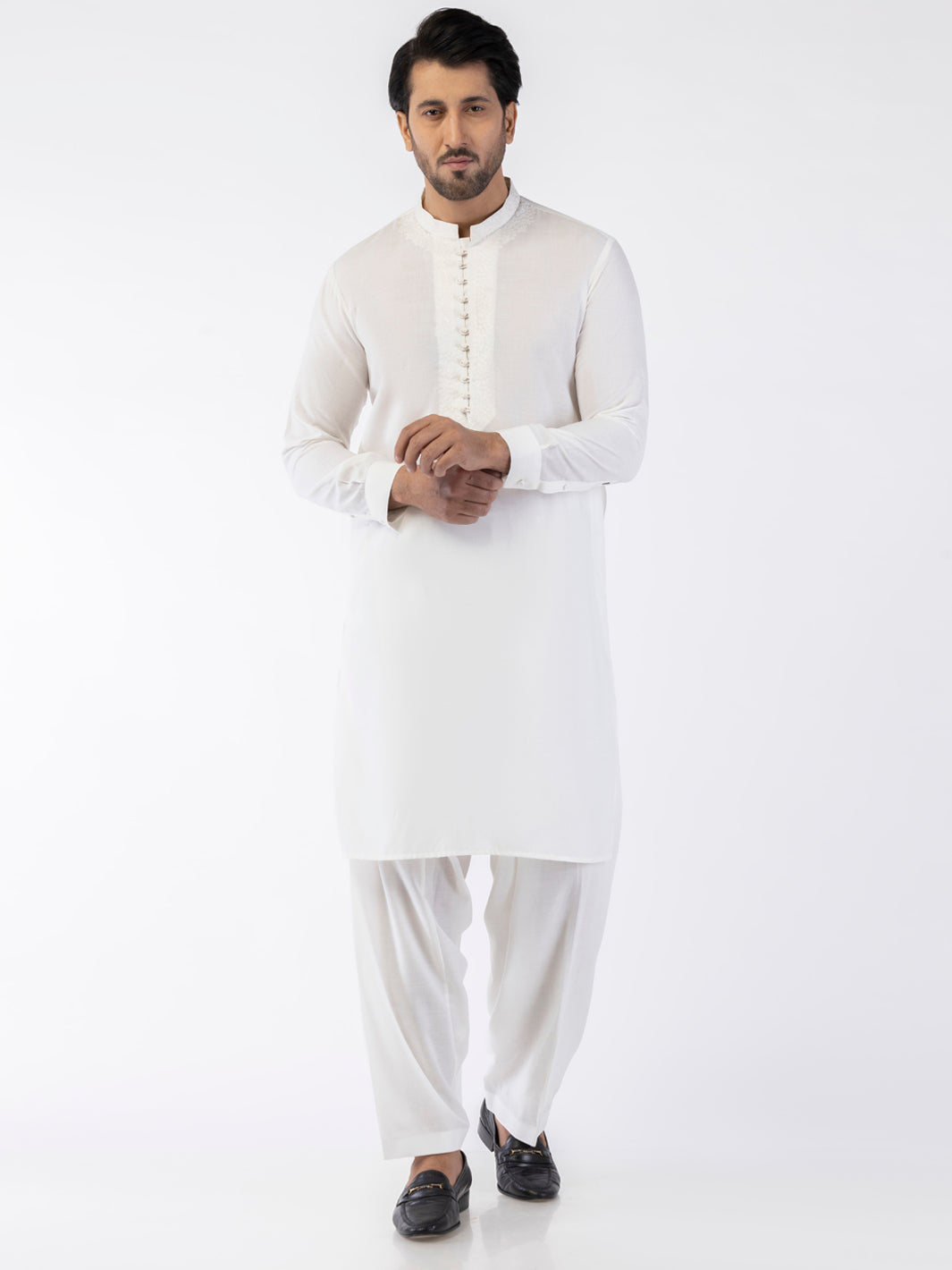 Blended White Shalwar Kameez- Almirah