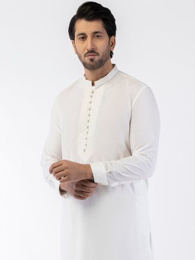 Blended White Shalwar Kameez- Almirah