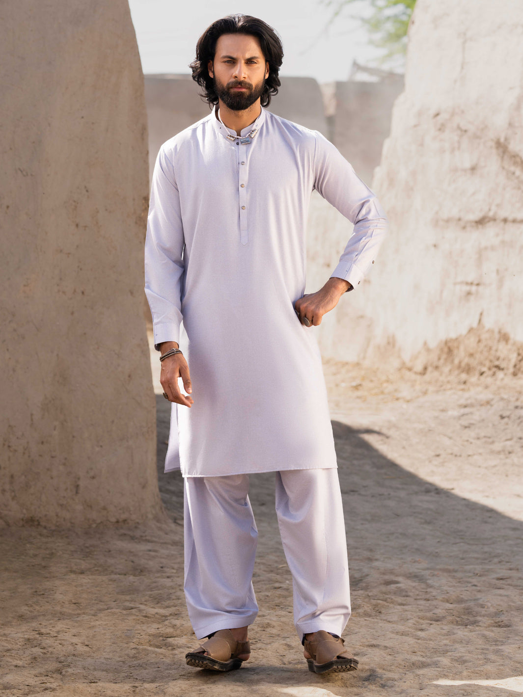 Blended Sky Blue Shalwar Kameez- Almirah