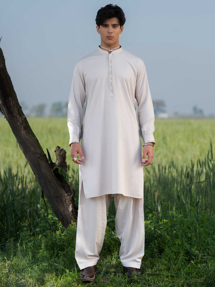 Blended Beige Shalwar Kameez - Almirah