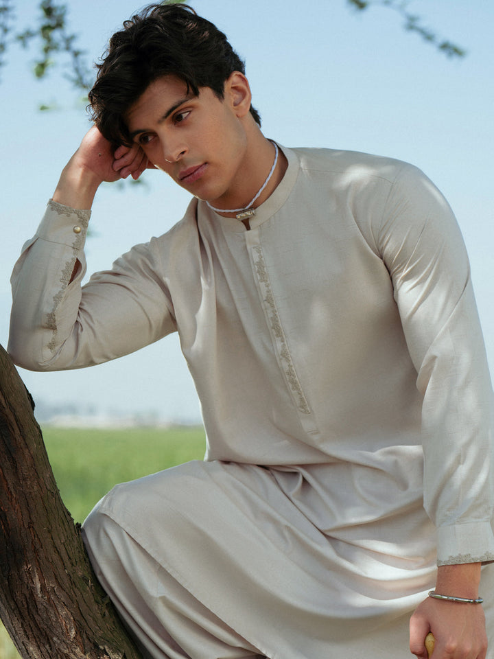 Blended Beige Shalwar Kameez - Almirah