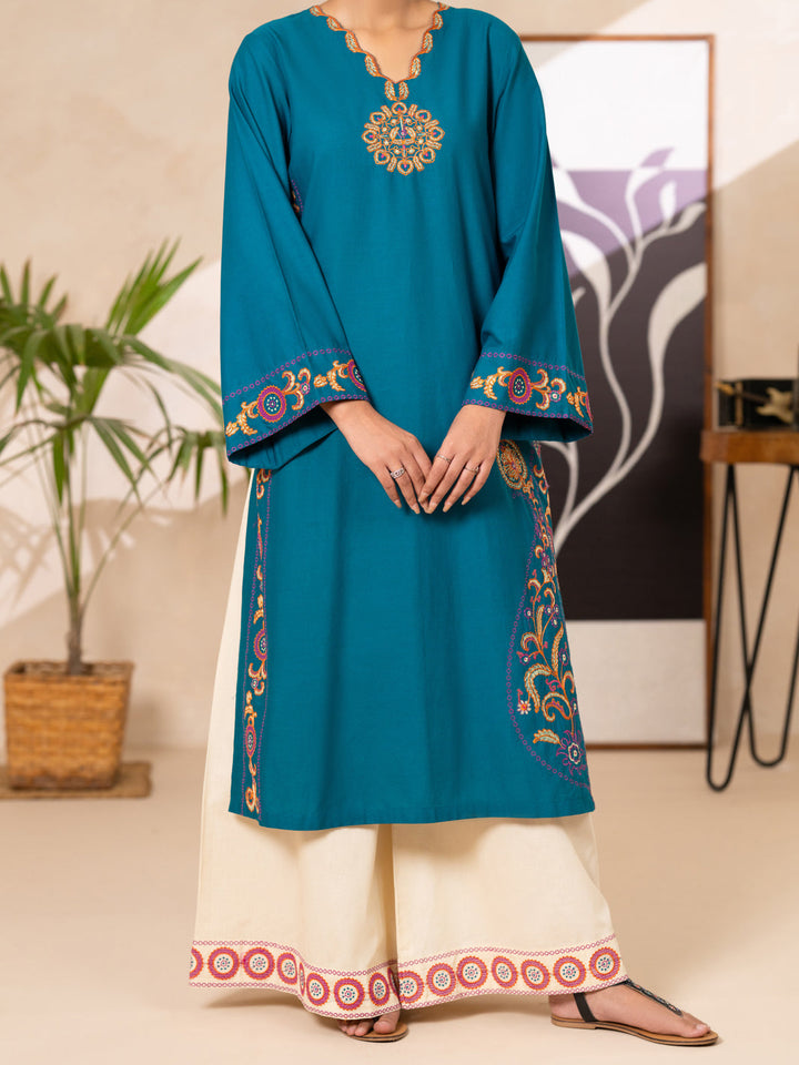 Lawn Dyed Turquoise Kurti - Almirah