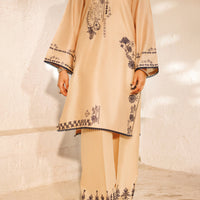 Cambric Beige Stitched Suit - Almirah