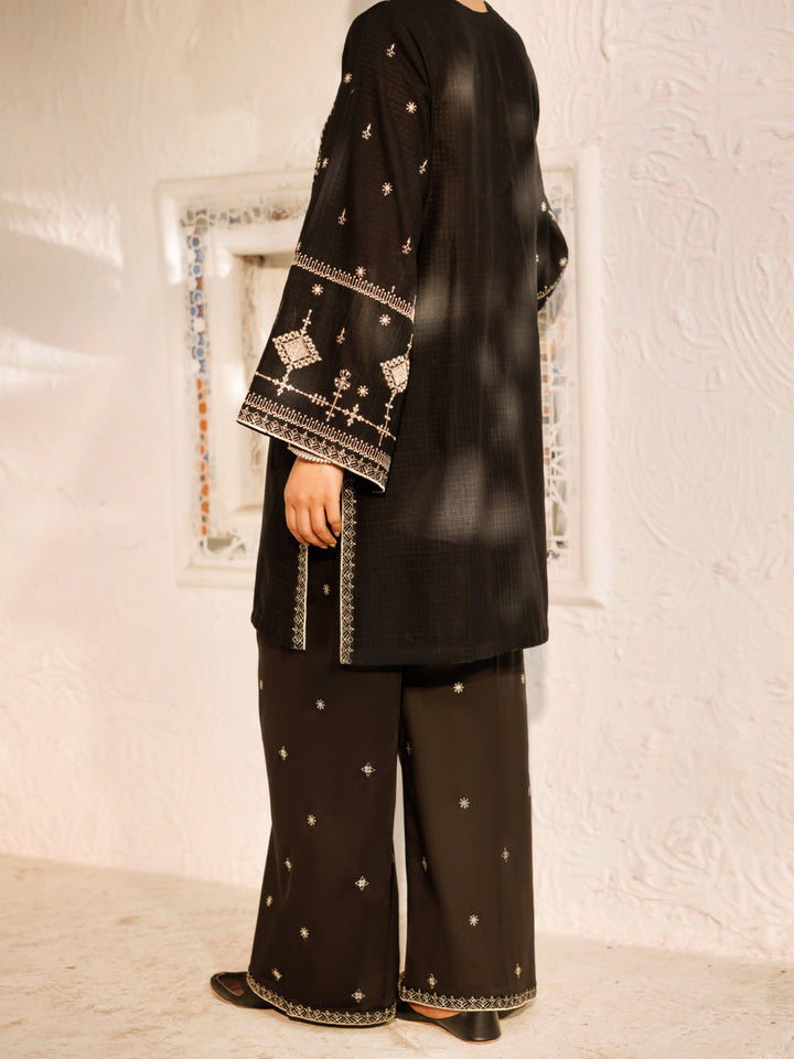 Dobby Black Stitched Suit - Almirah
