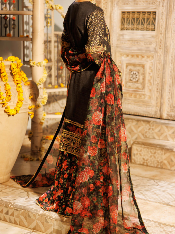 Mesuri Net Black Stitched Suit - Almirah