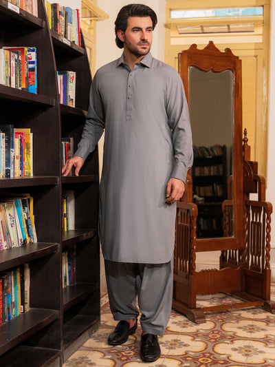 Blended Grey Shalwar Kameez- Almirah